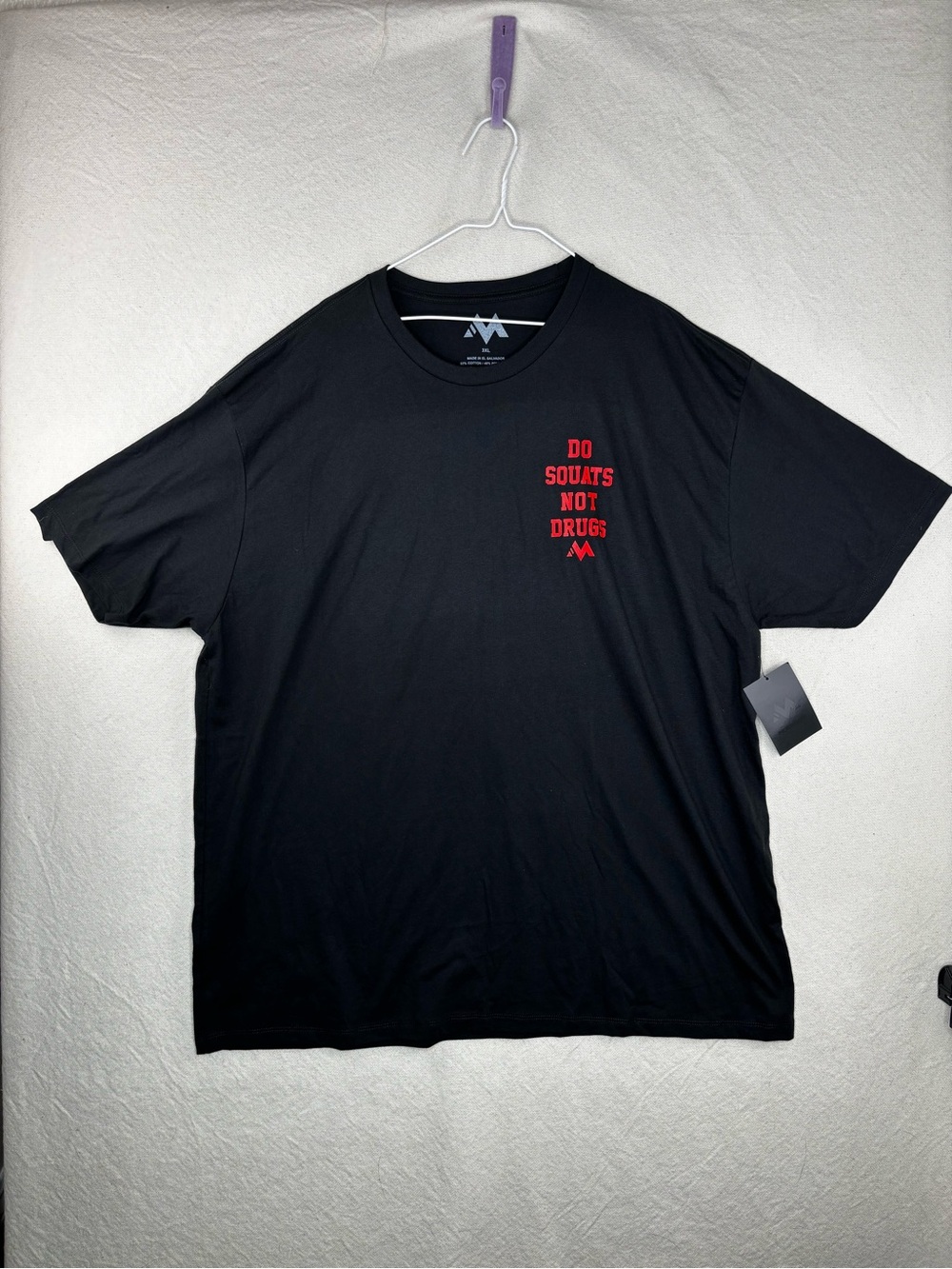 Mentality men’s 3XL black / red do squats not drugs t shirt NWT